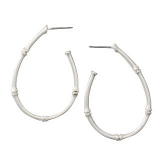 PW E-Silver Bamboo Oval Hoops