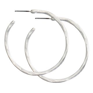 PW E-Matte Silver Hammered Hoop